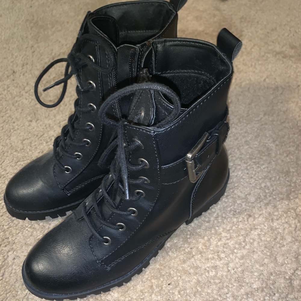 Black combat boots